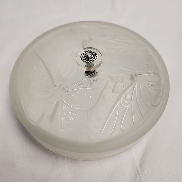 Vintage 1930s Art Deco Verlys France Crystal Butterfly Dresser Box Signed - Picture 2 of 8
